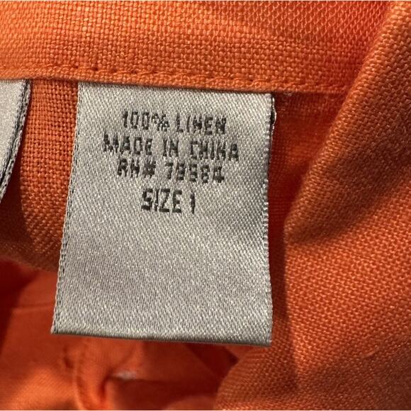 Chico’s Orange Linen Top Women’s Size 1 Tie Dye Sleeveless Button Up Shirt Boho - Picture 6 of 7